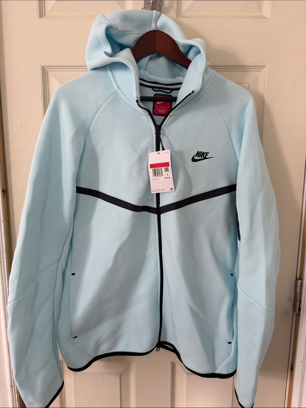 Nike tech Light Blue Hooded Full-Zip Jacket with Black Accents